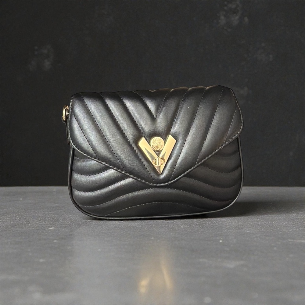 Valentino Orlandi Black Quilted Crossbody Bag